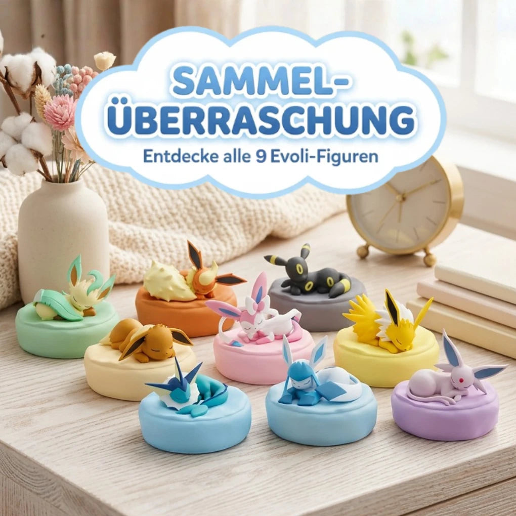 Pokémon Eeveelutions Sleeping Series Blind Box – figurka kolekcjonerska Evoli i jego Mega-Entwicklung