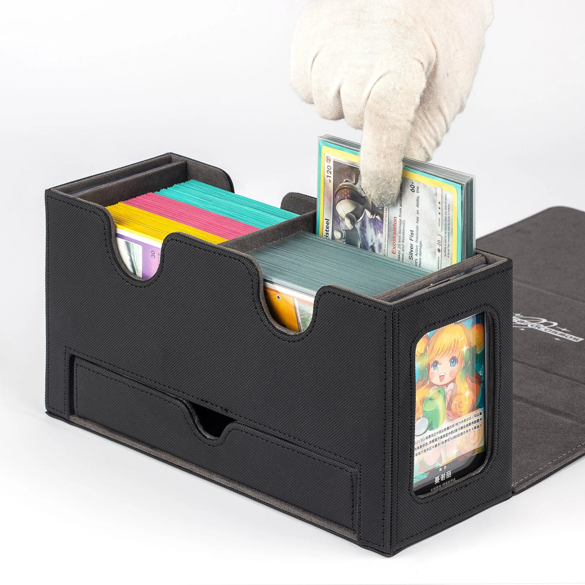 cardcosmos - Pudełko premium na talię 200+ z tacką na Kości Schwarz