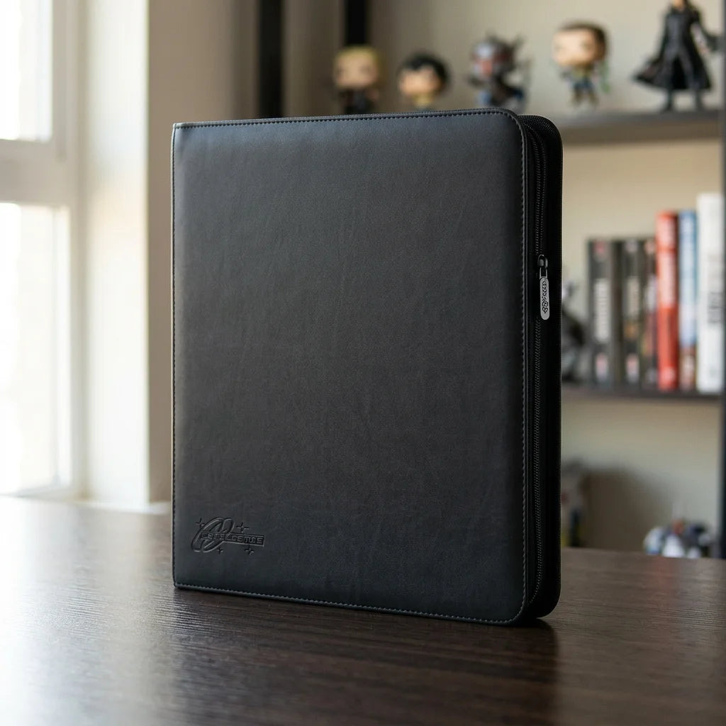 cardcosmos - 12 Pocket Zip Premium leather binder - Czarny