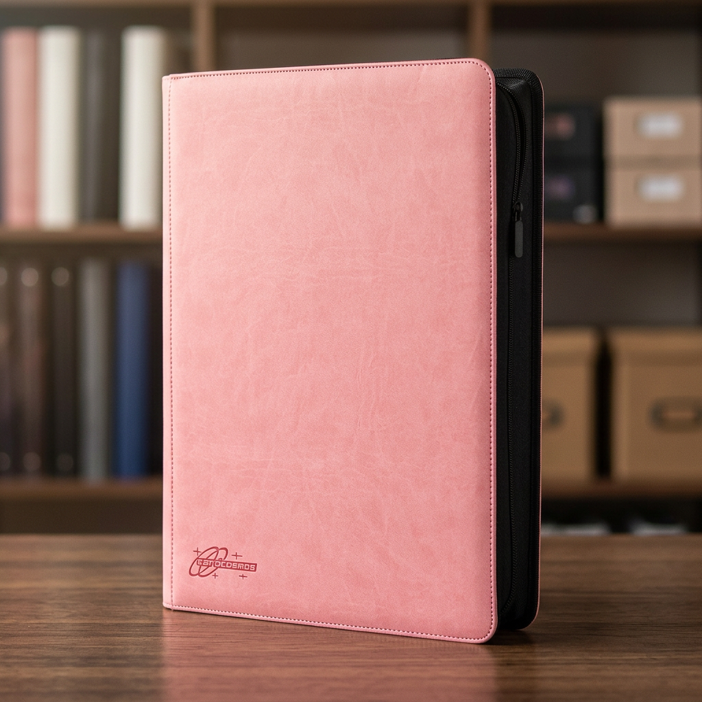 cardcosmos - 16 Pocket Zip Premium XXL leather binder - Różowy