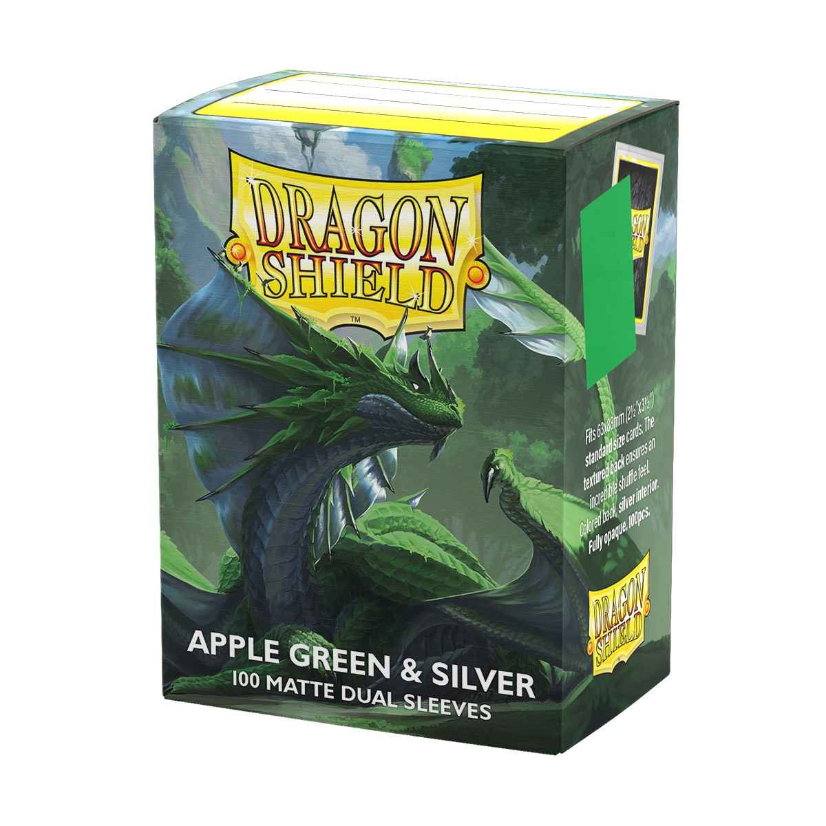 Dragon Shield Sleeves – Dual Matte Apple Green & Silver (100 pieces)
