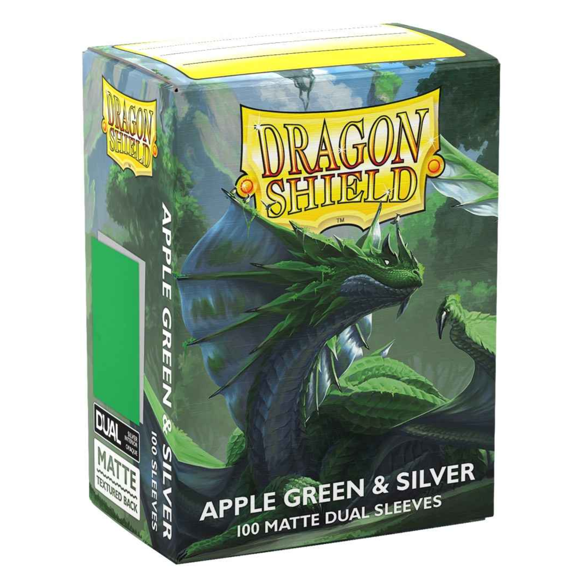 Dragon Shield Sleeves – Dual Matte Apple Green & Silver (100 pieces)