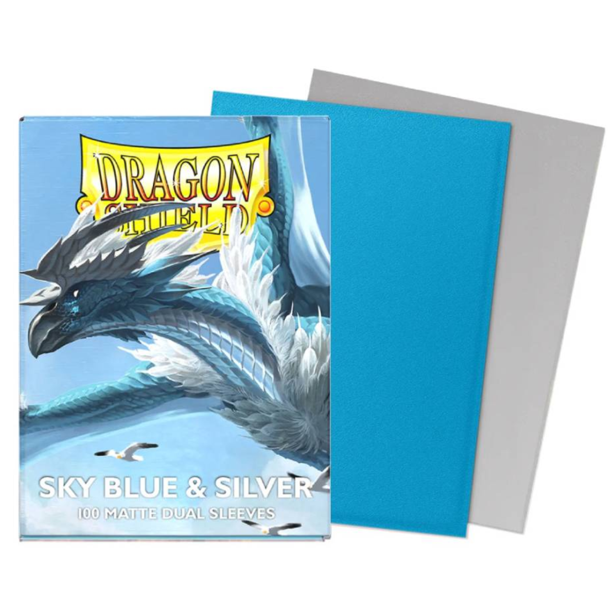 Dragon Shield Sleeves – Dual Matte Sky Blue & Silver (100 pieces)