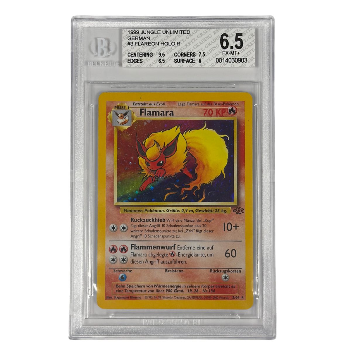 Pokémon - Flareon Holo #3/64 (Jungle Unlimited) – BGS 6.5 Excellent+