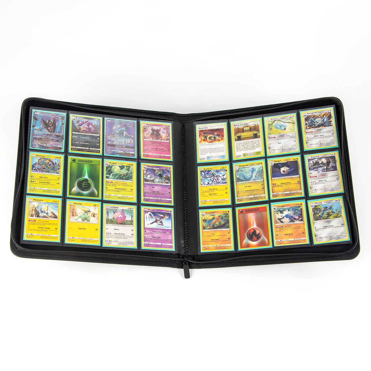 cardcosmos - 12 Pocket Zip Premium leather binder - Black