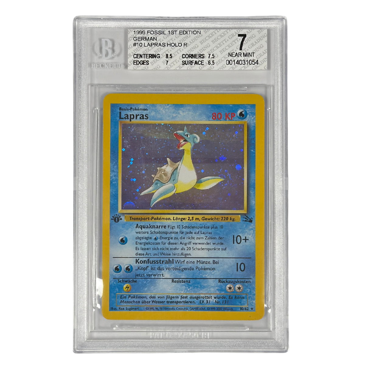 Pokémon - Lapras Holo #10/62 (Fossil 1st Edition) – BGS 7 Near mint