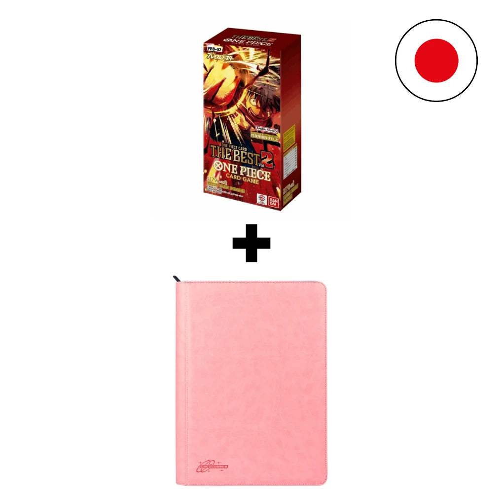 One Piece Card Game - PRB-02 Japoński + Album z zamkiem na 16 kart XXL różowy Bundle