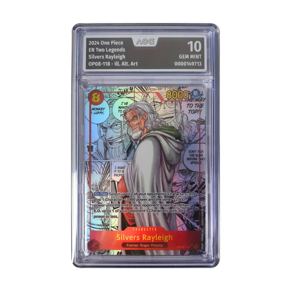 One Piece - Silvers Rayleigh Ilustr. Alt. Art OP08-118 (Two Legends) – AOG 10 Gem mint