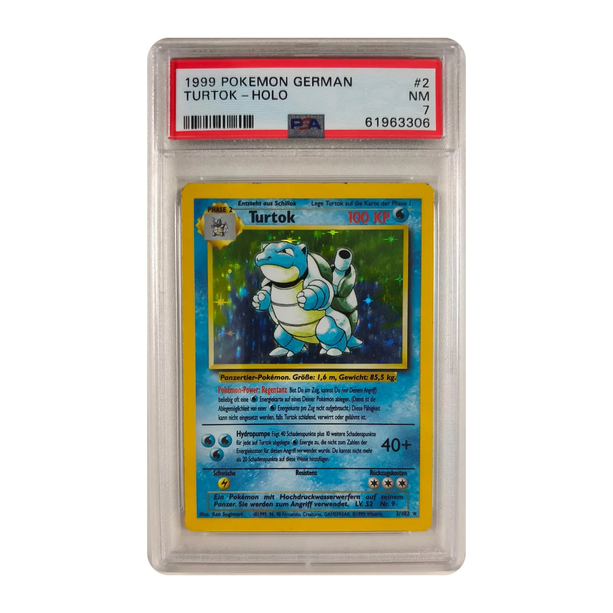 Pokémon - Turtok Holo #2/102 (Basis Set) – PSA 7 Near Mint