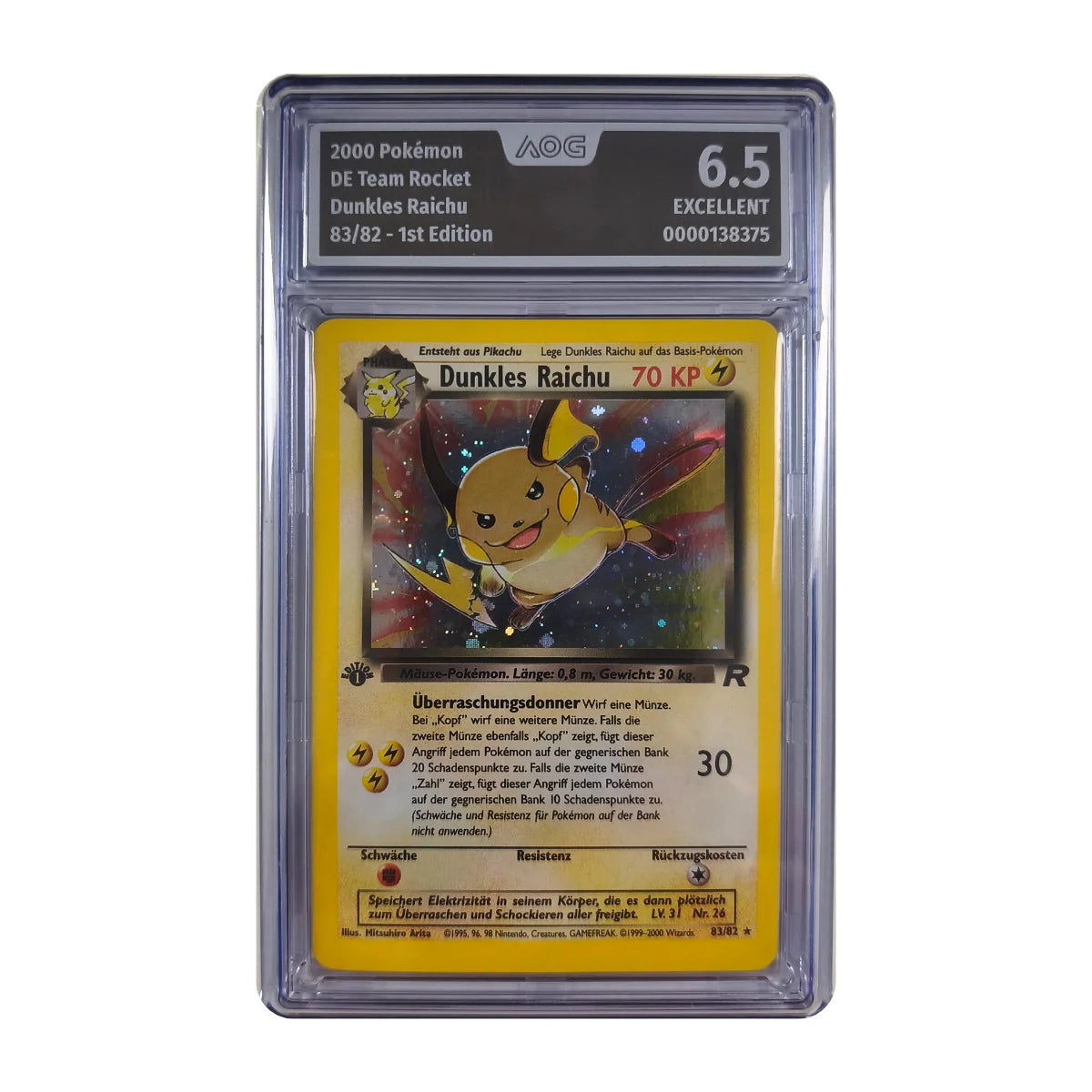 Pokémon - Dunkles Raichu Holo #83/82 1st Edition (Team Rocket) – AOG 6.5 Excellent