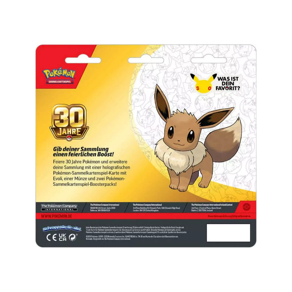 Pokémon - 30 lat blister z 2 pakietami Evoli - Niemiecki