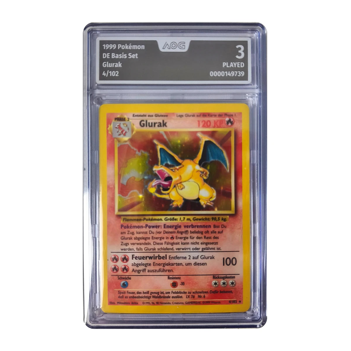 Pokémon - Glurak Holo #4/102 (Basis Set) – AOG 3 Played