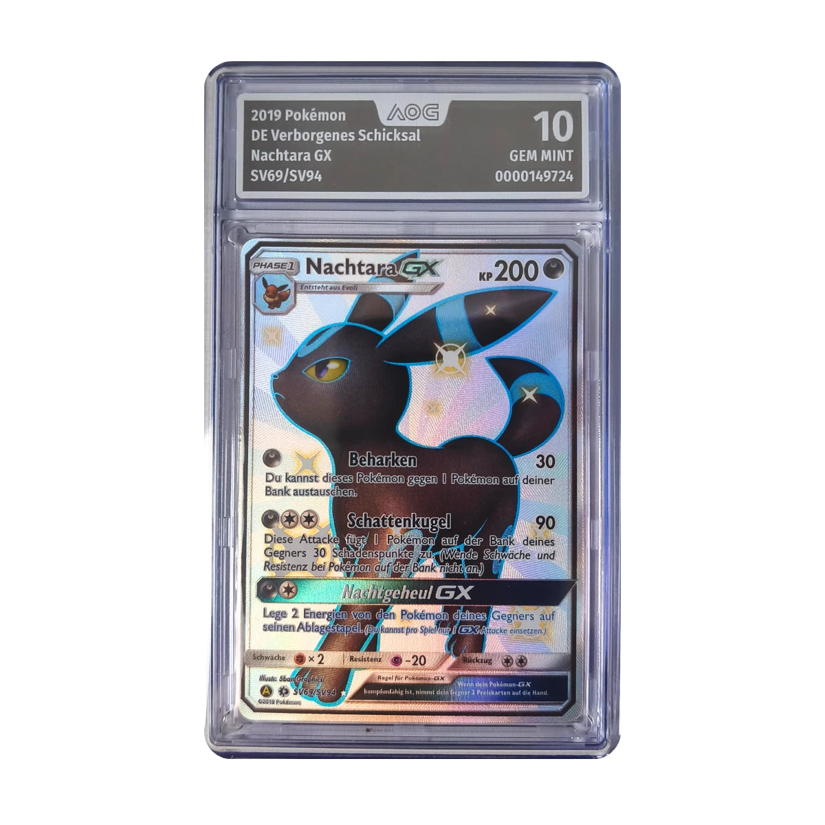 Pokémon - Nachtara GX SV69/SV94 (Verborgenes Schicksal) – AOG 10 Gem mint