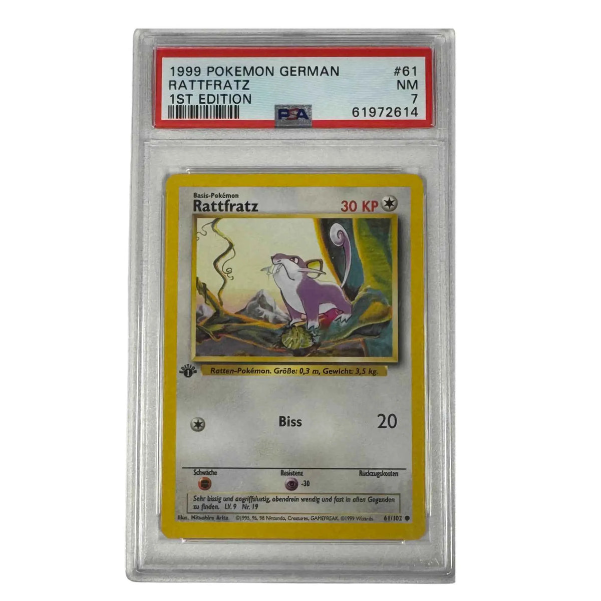 Pokémon - Rattfratz 1st Edition #61/102 (Base Set) – PSA 7 Near Mint