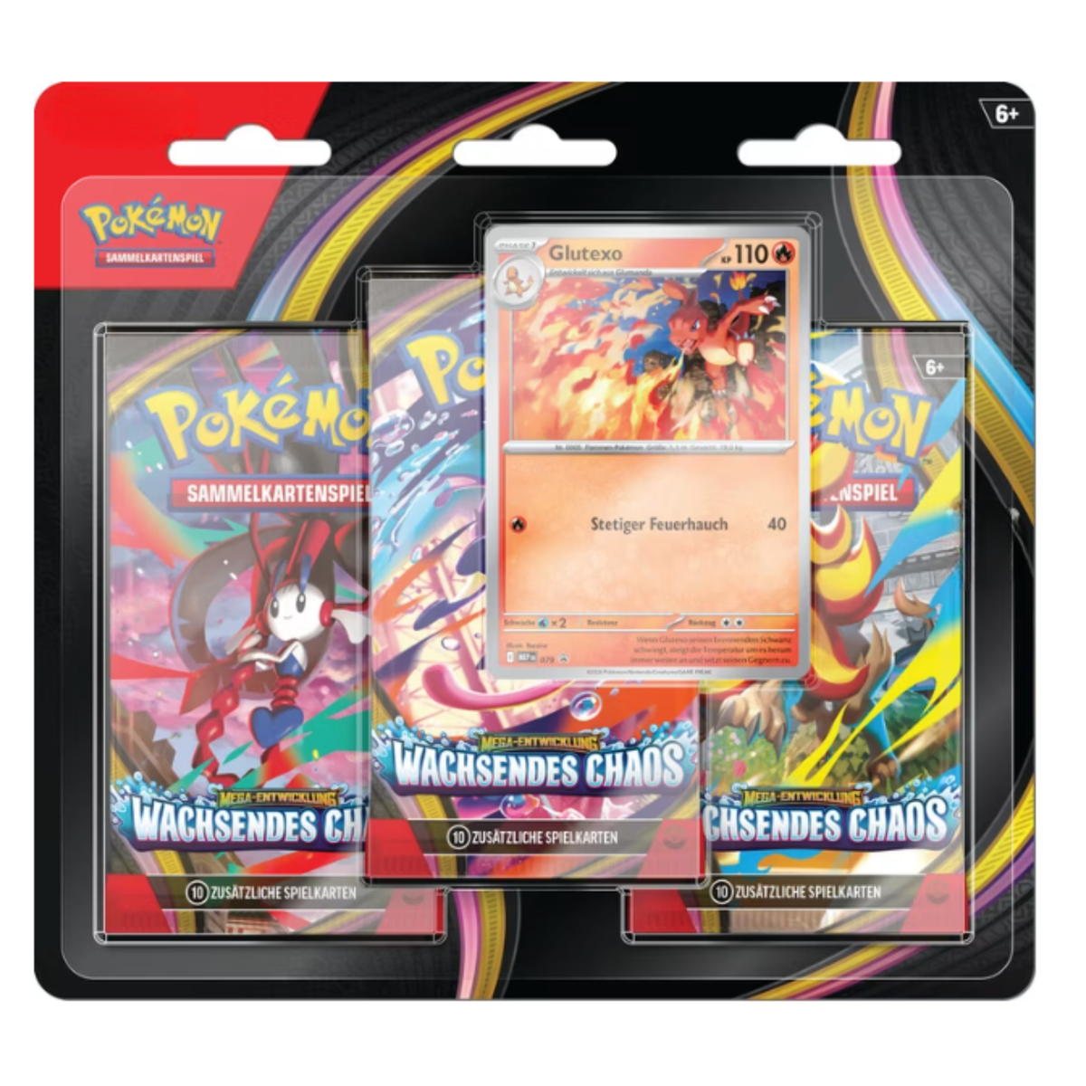 Pokémon - Mega-Entwicklung: Wachsendes Chaos 3-Pack Blister Glutexo - Niemiecki