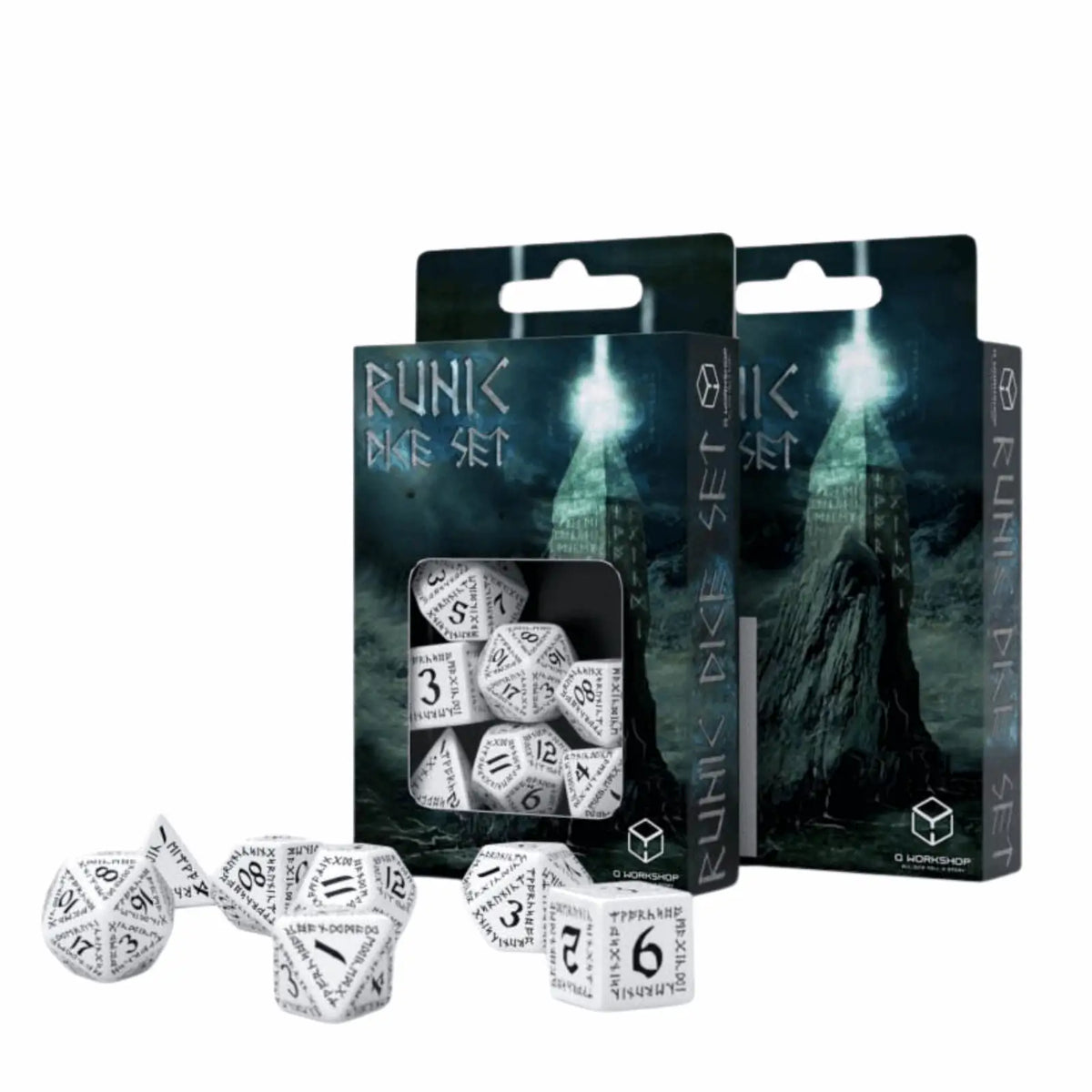 Q Workshop - Runic White & black Dice Set (7)