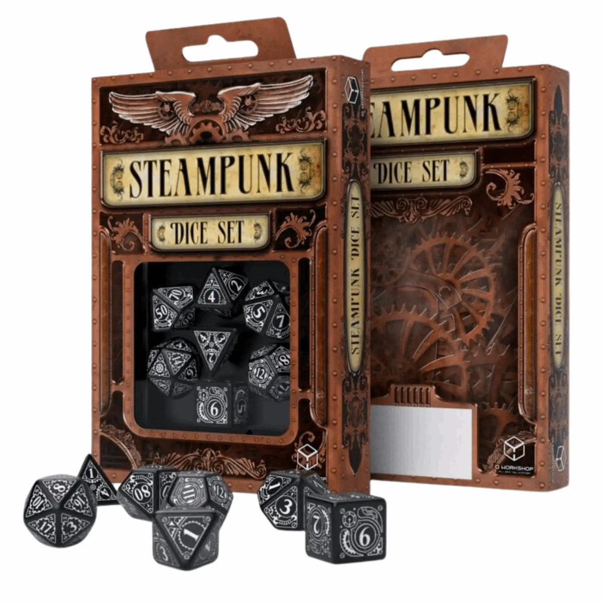 Q Workshop - Steampunk Black & white Dice Set (7)