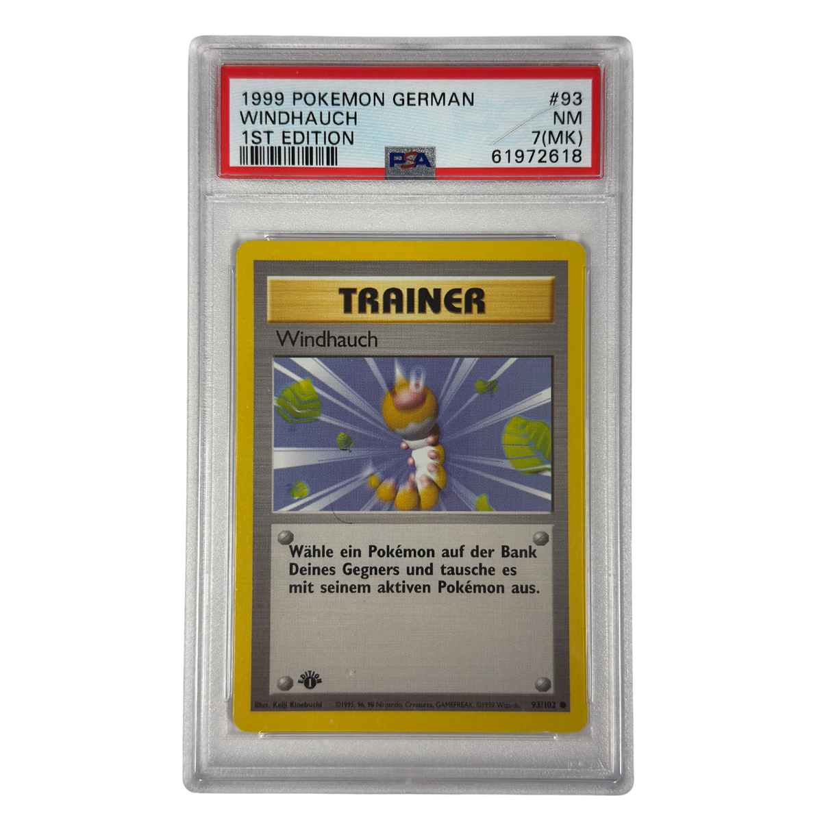 Pokémon - Windhauch 1st Edition #93/102 Base Set (1999) Niemiecki – PSA 7 Near mint